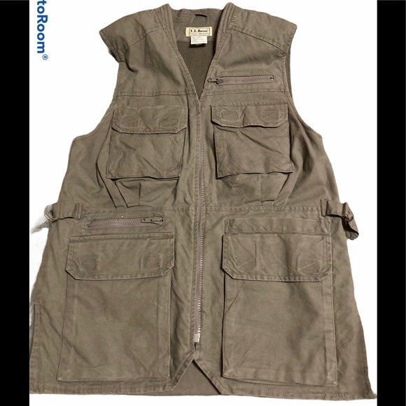 LL BEAN szS tropical weight fishing vest lt olive - Picture 1 of 5